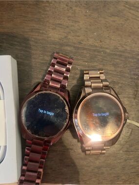 Michael Kors Dual Rose-Tone Smartwatch Set - Purple and Rose Gold Metal Bands